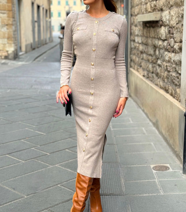 Vestito a righe con bottoni oro davanti art. 8567