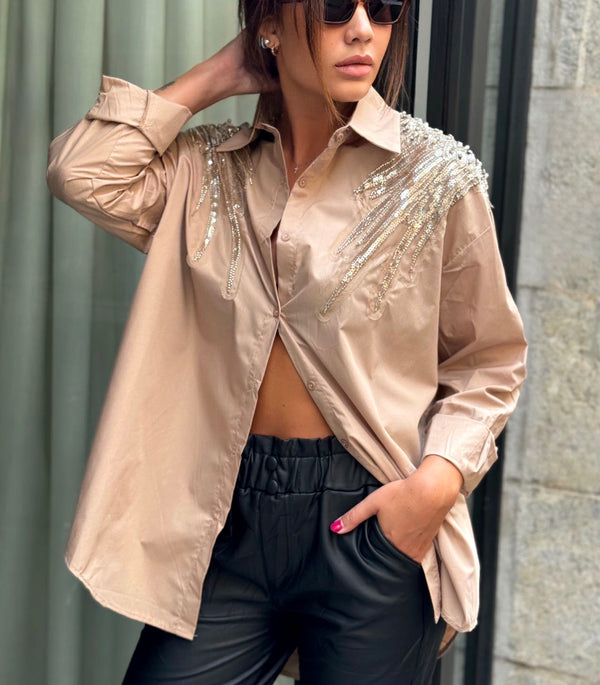 Camicia con perline in forma ala su palle art. 8638