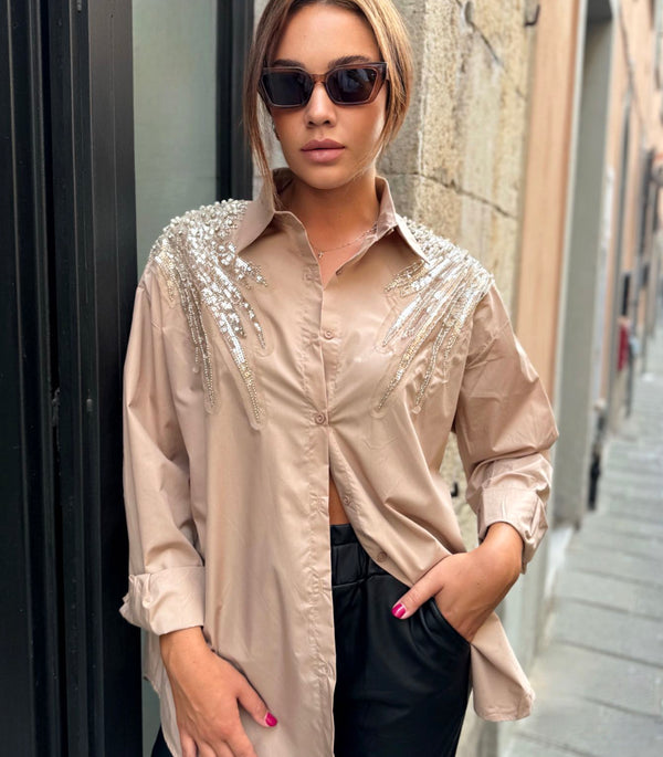 Camicia con perline in forma ala su palle art. 8638